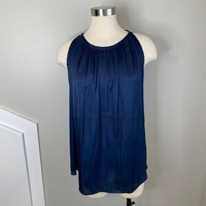 Prologue Midnight Blue Satin Sleeveless Tunic Shell - Size M